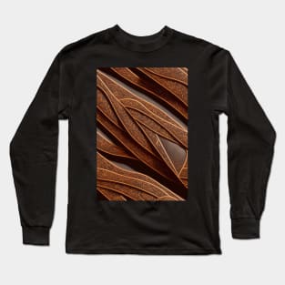 Dark Brown Ornamental Leather Stripes, natural and ecological leather print #54 Long Sleeve T-Shirt